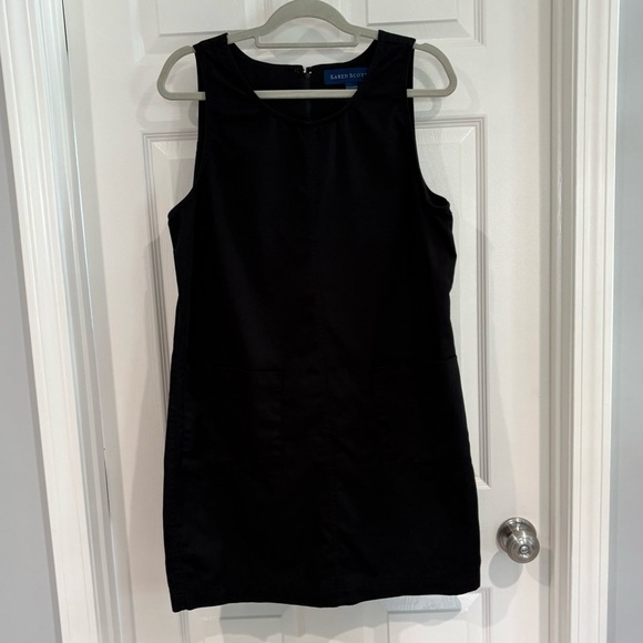 Karen Scott Black Sleeveless Jumper Dress Size M Pockets Classic - Picture 1 of 10